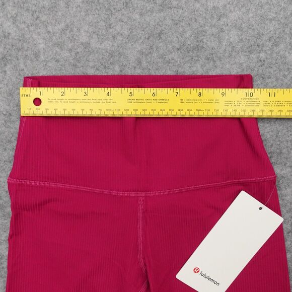 Lululemon Size 4 Align Ribbed Biker Short High Rise 8 inch Wild Berry Pink WLDB - Picture 2 of 8